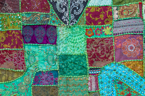 Wykonany ręcznie patchwork kołdra Indie strony asian Zdjęcia stock © haraldmuc