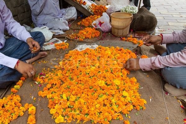 Flor decoración Delhi India hombre mercado Foto stock © haraldmuc
