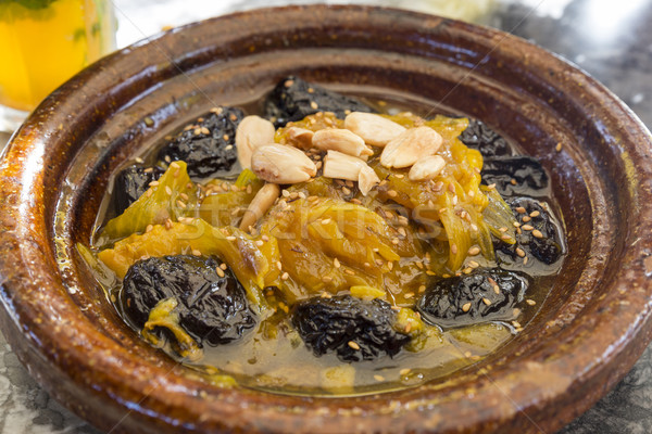 Traditional Moroccan Tajine with lamb and vegetables Stock photo © haraldmuc