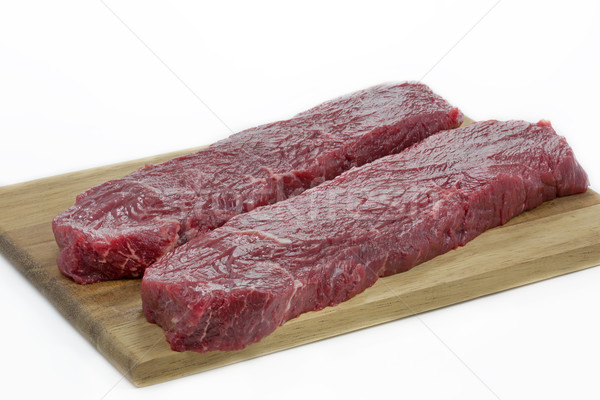 Foto stock: Dois · peças · carne · comida · fogo