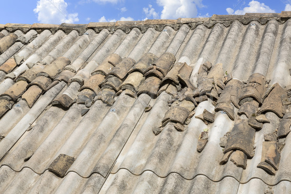 Azbeszt tető Görögország építkezés otthon háttér Stock fotó © haraldmuc