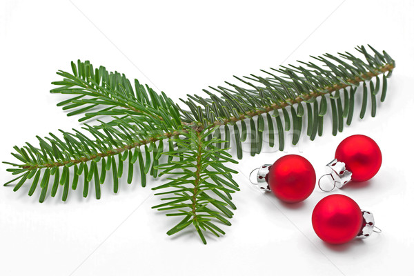 Small pine tree branch with christmas balls Stock photo © haraldmuc