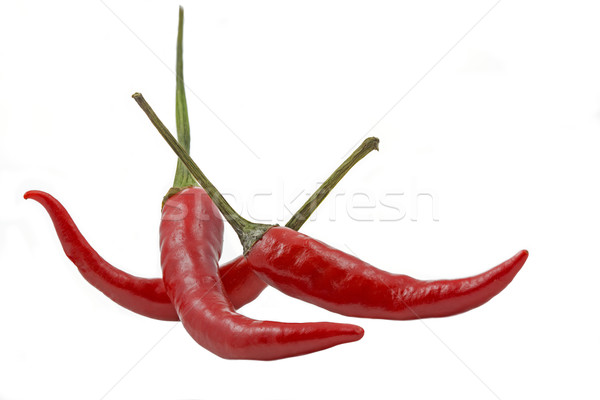 Three red hot chilies isolated on white background Stock photo © haraldmuc