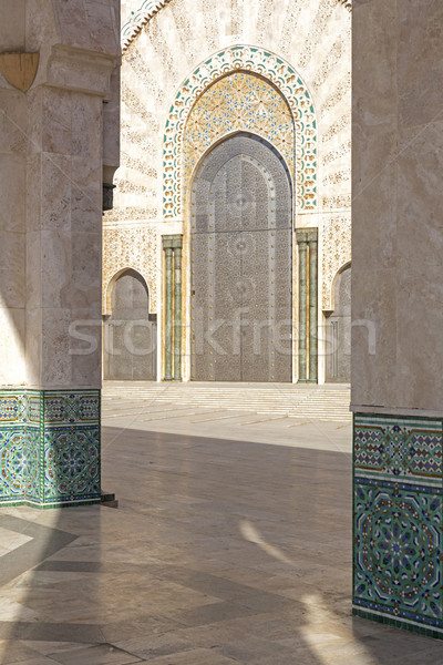 Távolkeleti díszített kapu mecset Marokkó épület Stock fotó © haraldmuc