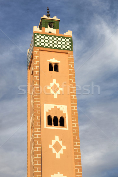 Foto stock: Minarete · mesquita · sol · azul · viajar · arquitetura