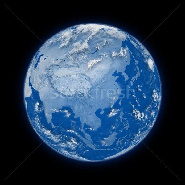 Sudeste da Ásia planeta terra azul isolado preto Foto stock © Harlekino