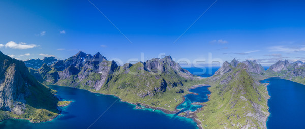 Norwegen malerische Inseln Landschaft Meer Reise Stock foto © Harlekino