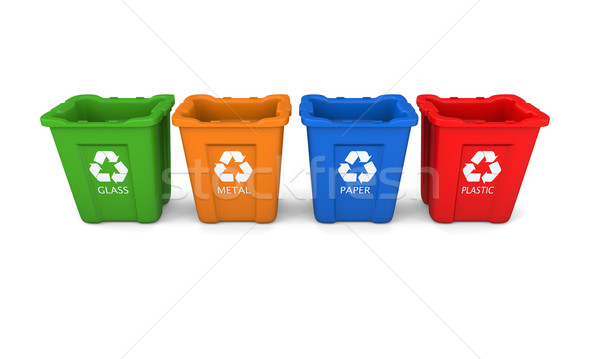Recycling Set farbenreich leer isoliert weiß Stock foto © Harlekino