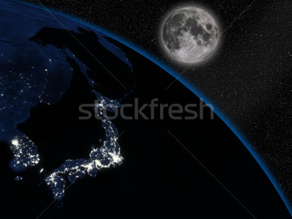 Japán éjszaka űr japán szigetek Föld Stock fotó © Harlekino