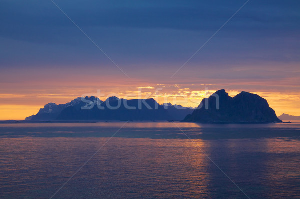 Stock foto: Mitternacht · Sonne · szenische · Inseln · Norwegen · polar