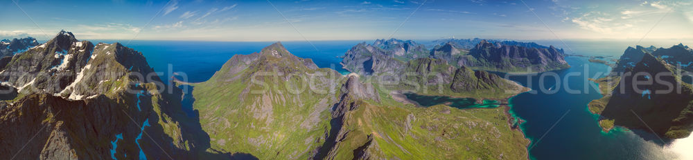 Eilanden antenne panorama noors landschap zee Stockfoto © Harlekino