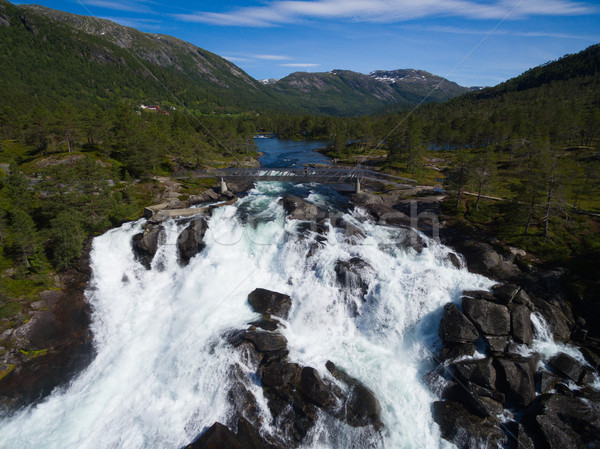 Vízesések légifelvétel népszerű norvég természet tájkép Stock fotó © Harlekino
