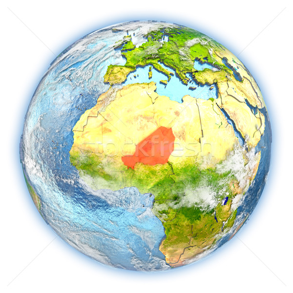 Zdjęcia stock: Niger · ziemi · odizolowany · czerwony · planety · Ziemi · 3d · ilustracji