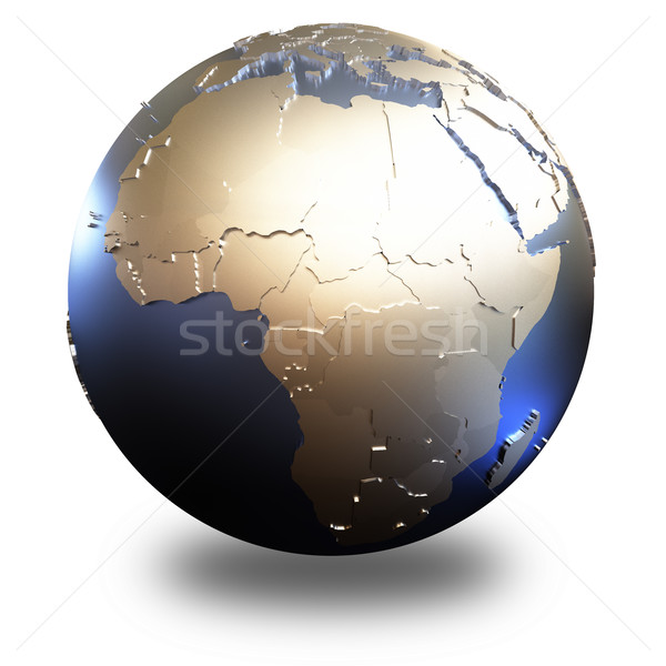 África metálico tierra modelo planeta tierra continentes Foto stock © Harlekino