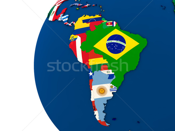 политический Южной Америке карта стране флаг 3d иллюстрации Сток-фото © Harlekino