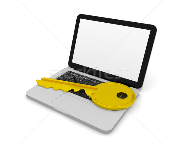 Titkosítás arany kulcs felső billentyűzet laptop Stock fotó © Harlekino