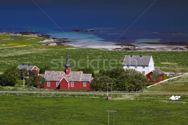 Red church on Lofoten Stock photo © Harlekino