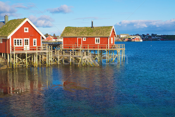 Norwegian fishing houses Stock photo © Harlekino