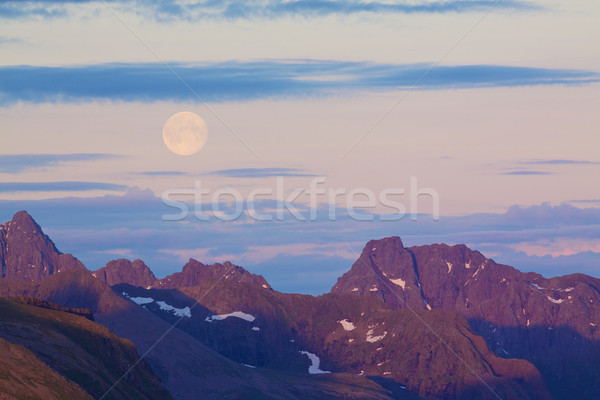 Stock photo: Moon over mountains