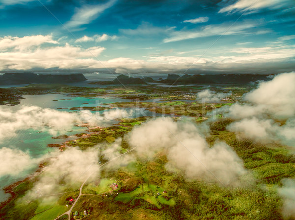 Scenic view of Lofoten islands from air Stock photo © Harlekino