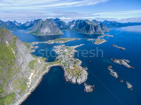Pesca pueblo Noruega profundo paisaje Foto stock © Harlekino