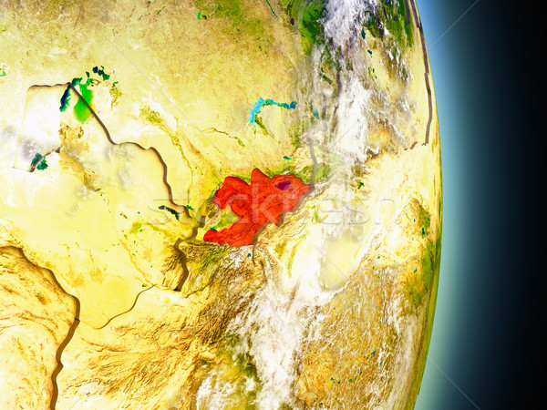 Kyrgyzstan in red from space Stock photo © Harlekino