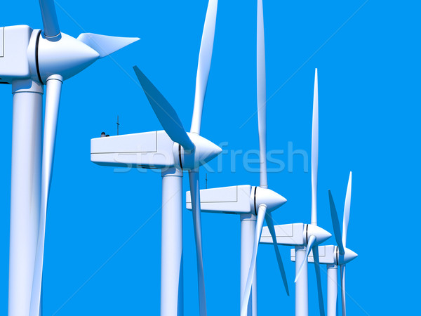 Farma wiatrowa rząd wiatr moc niebo dziedzinie Zdjęcia stock © Harlekino