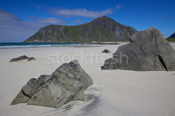 Scenic sandy beach on Lofoten Stock photo © Harlekino