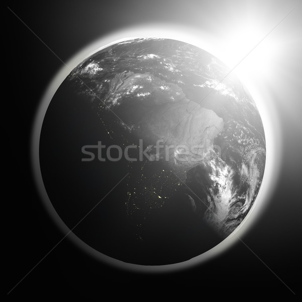 Amanecer américa del sur espacio vista sol Foto stock © Harlekino