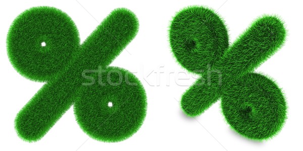 Prozentsatz Zeichen Gras bedeckt grünen Gras isoliert Stock foto © Harlekino