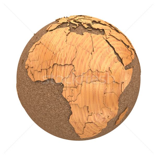 Stockfoto: Afrika · houten · aarde · 3D · model · oceanen