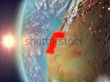 Somalia and Ethiopia from space during sunrise Stock photo © Harlekino
