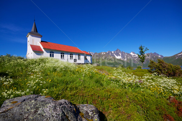 Scenico chiesa bianco Norvegia panorama Foto d'archivio © Harlekino