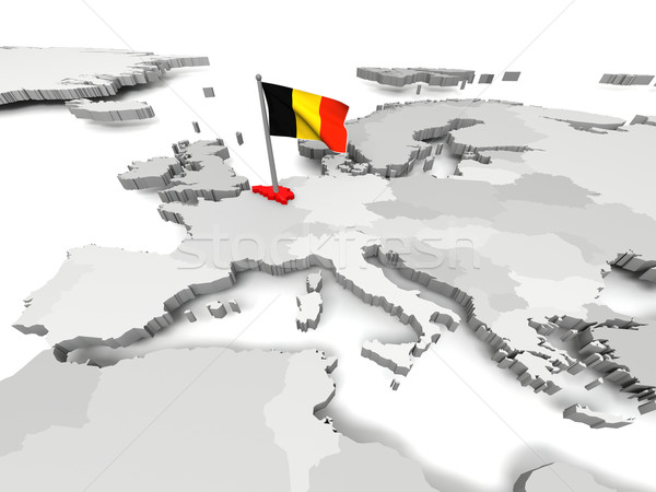 België kaart Europa vlag 3D communie Stockfoto © Harlekino