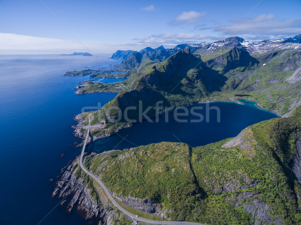 Sahil yol manzaralı Norveç Stok fotoğraf © Harlekino