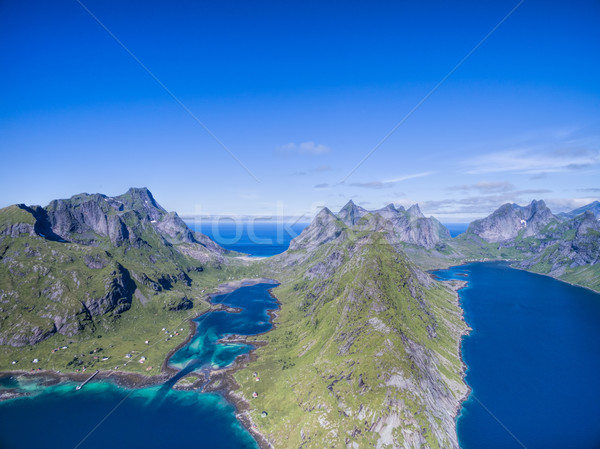 Stock foto: Norwegen · malerische · Inseln · Landschaft · Meer · Berge