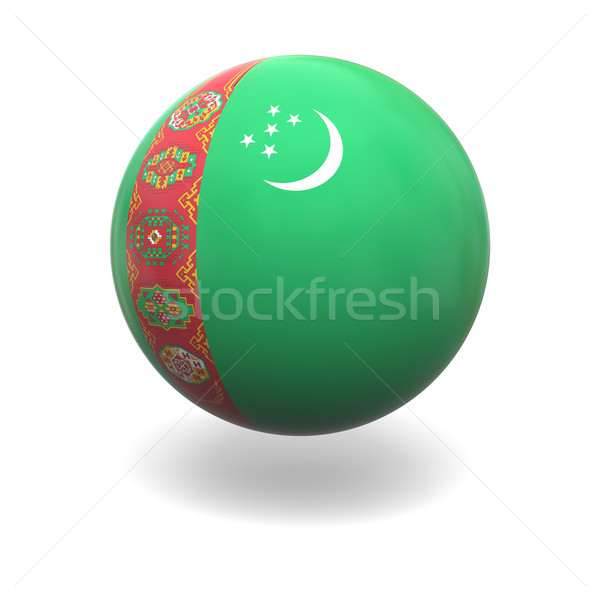 Türkmenistan bayrak küre yalıtılmış beyaz Stok fotoğraf © Harlekino