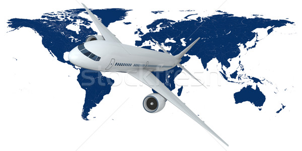 Légi utazás repülés repülőgép térkép Föld izolált Stock fotó © Harlekino