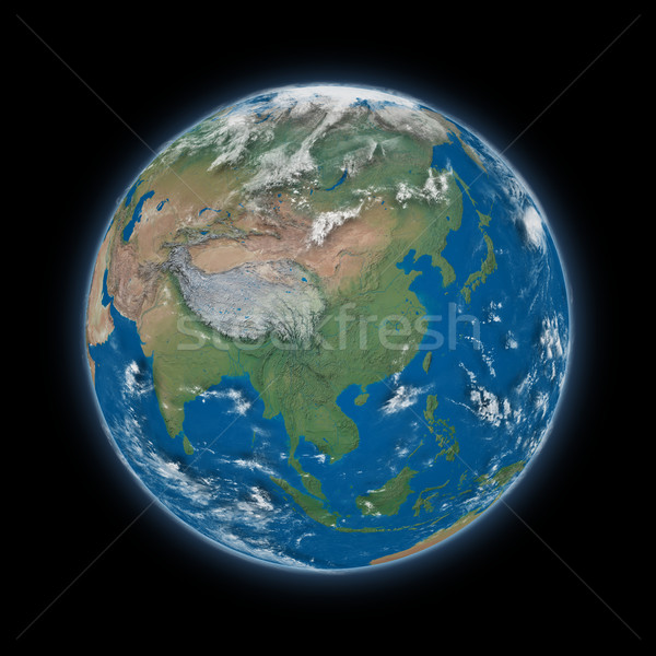 Sudeste da Ásia planeta terra azul isolado preto Foto stock © Harlekino