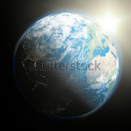 Sonne Südostasien Planeten Erde blau isoliert schwarz Stock foto © Harlekino