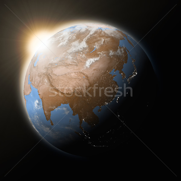 Stok fotoğraf: Güneş · güneydoğu · asya · dünya · gezegeni · mavi · yalıtılmış · siyah