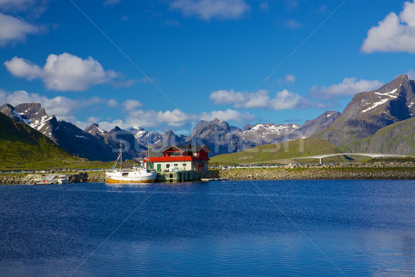 Schilderachtig Noorwegen panorama eilanden traditioneel noors Stockfoto © Harlekino