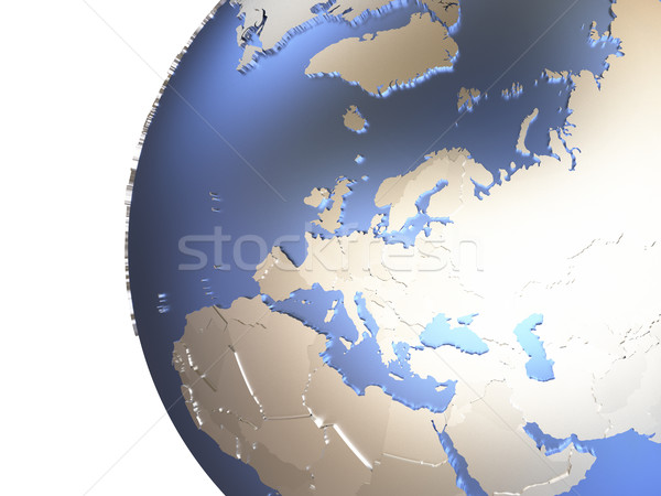 Europe on metallic Earth Stock photo © Harlekino