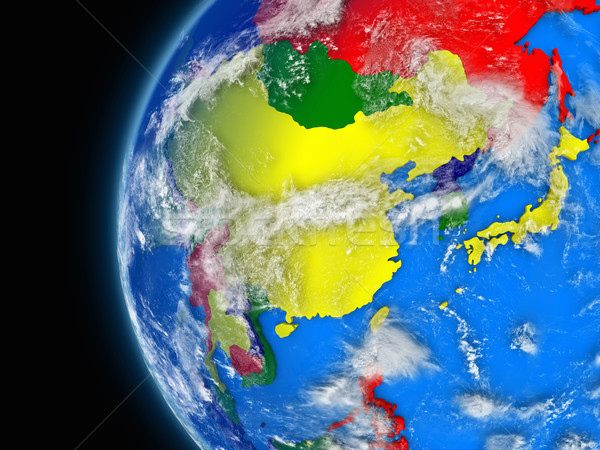 Asia regio politiek wereldbol illustratie atmosferisch Stockfoto © Harlekino
