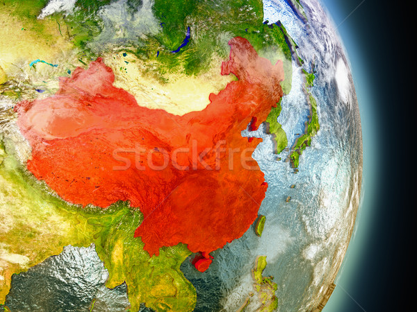 China rot Raum Modell Orbit 3D-Darstellung Stock foto © Harlekino