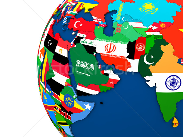 Polityczny Bliskim Wschodzie Pokaż region kraju banderą Zdjęcia stock © Harlekino