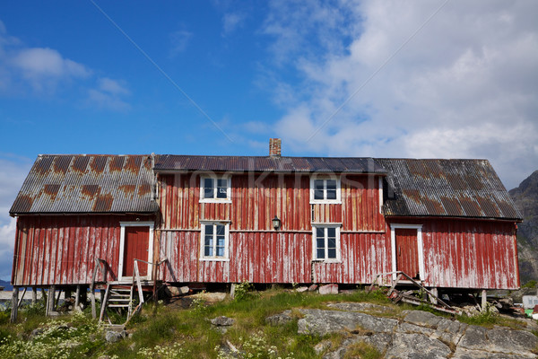 Old deteriorated fishing house Stock photo © Harlekino