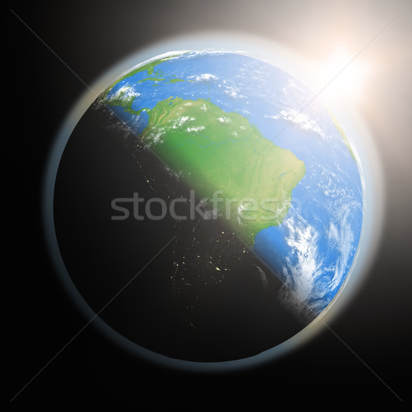 Amanecer américa del sur espacio vista sol Foto stock © Harlekino