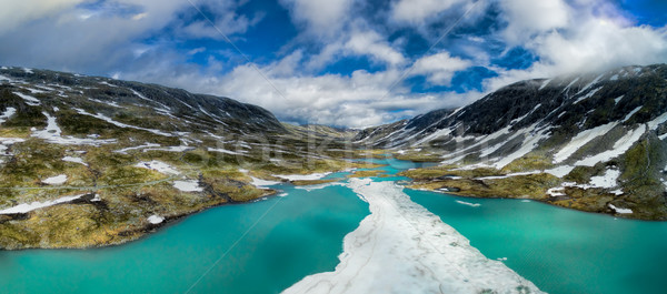 Norweski górskich jezioro sceniczny antena panorama Zdjęcia stock © Harlekino