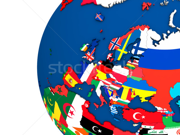 Polityczny Europie Pokaż kraju banderą 3d ilustracji Zdjęcia stock © Harlekino